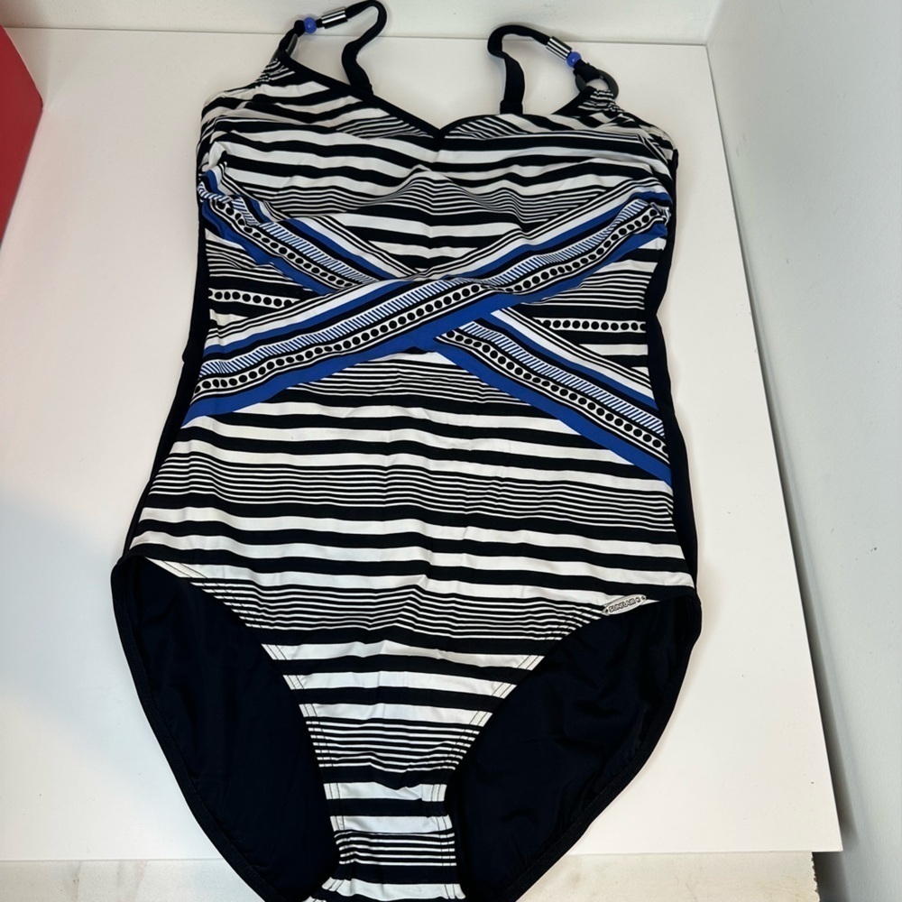 Sunflair black and blue one piece bathing suit nwt